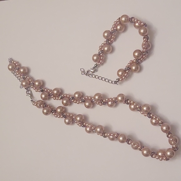 Blush Colored Bracelet  with Rhinestone Embellishment - Picture 6 of 6